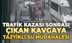 Trafik kazası sonrası çıkan kavgaya tazyikli su müdahalesi