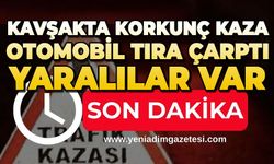 Kavşakta korkunç kaza: Otomobil tıra çarptı, yaralılar var