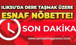 Ilıksu'da dere taşmak üzere, esnaf nöbette!