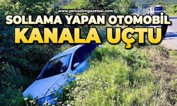 Sollama yapan otomobil kanala uçtu