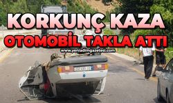 Korkunç kaza: Otomobil takla attı
