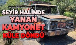 Seyir halindeki kereste yüklü kamyonet alevlere teslim oldu