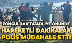 Zonguldak'ta adliye önünde hareketli dakikalar: Polis müdahale etti