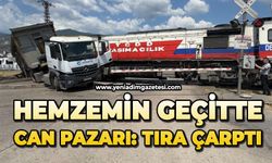 Hemzemin geçitte lokomotif tıra çarptı