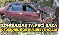Zonguldak'ta feci kaza: Otomobil boş kulübeye daldı