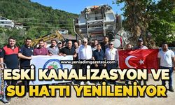 Eski kanalizasyon ve su hattı yenileniyor