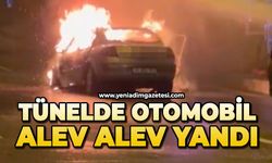 Otomobil alev topuna döndü: Trafik kilitlendi
