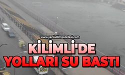 Kilimli'de yolları su bastı