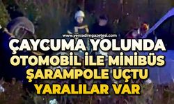 Çaycuma yolunda çarpışan otomobil ile minibüs şarampole uçtu: Yaralılar var