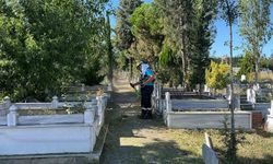 Gebze mezarlıklarında yabani ot temizliği