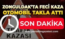 Zonguldak'ta korkunç kaza: Otomobil takla attı