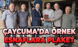 Çaycuma'da örnek esnaflara plaket