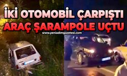 İki otomobil çarpıştı: Araç şarampole uçtu