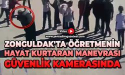 Zonguldak'ta öğretmenin hayat kurtaran manevrası güvenlik kamerasında