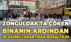 Zonguldak'ta bina çökmesinin ardından tahliyeler sürüyor: 28 daireli apartman boşaltıldı