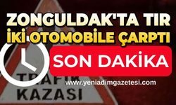 Zonguldak'ta tır iki otomobile çarptı