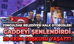 Zonguldak Belediyesi Halk Otobüsleri caddeyi şenlendirdi: 29 Ekim coşkusu yaşattı