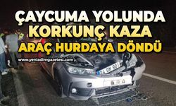 Çaycuma yolunda feci kaza: Araç hurdaya döndü