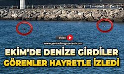 Ekim’de denize girdiler: Görenler hayretle izledi
