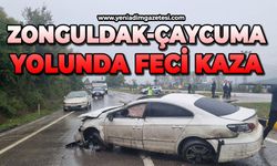 Zonguldak'ta otomobil bariyerlere çarptı