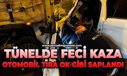 Tünelde feci kaza: Otomobil tıra ok gibi saplandı