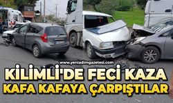 Kilimli'de feci kaza: Kafa kafaya çarpıştılar