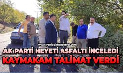 AK Parti heyeti asfaltı inceledi, Kaymakam talimat verdi