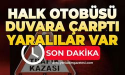 Halk otobüsü duvara çarptı: Yaralılar var