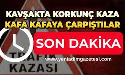 Kavşakta korkunç kaza: Kafa kafaya çarpıştılar
