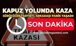 Kapuz yolunda kaza: Sürücüler tartıştı, arkadaşı panik yaşadı!
