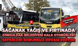 Sağanak yağış ve fırtınaya rağmen Halk Otobüsleri seferlerine aralıksız devam ediyor