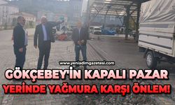 Gökçebey'in kapalı pazar yerinde yağmura karşı önlem!