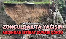 Zonguldak'ta yağışın ardından istinat duvarı çöktü