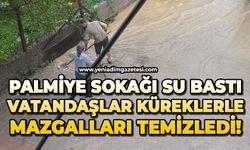Palmiye sokağı su bastı: Vatandaşlar küreklerle mazgalları temizledi!