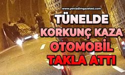 Tünelde korkunç kaza: Otomobil takla attı