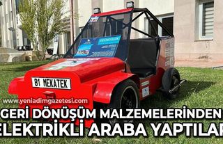 Geri dönüşüm malzemelerinden elektrikli araba yaptılar