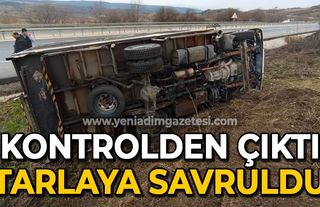 Kontrolden çıktı tarlaya savruldu