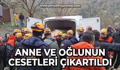 Asma'da meydana gelen heyelanda enkaz altında kalan anne ve oğlunun cesedi çıkartıldı