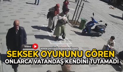 Kaldırımlardaki seksek oyununu gören genç-yaşlı onlarca vatandaş kendini tutamadı