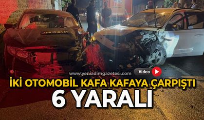 Otomobiller kafa kafaya çarpıştı: 6 yaralı