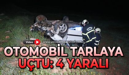 Otomobil tarlaya uçtu: 4 yaralı