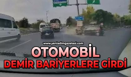 Kamyonla çarpışmaktan kaçınırken demir bariyerlere girdi