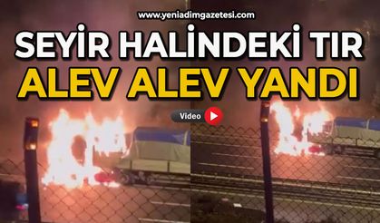 Seyir halindeki tır alevlere teslim oldu