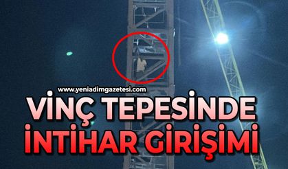 Kule vinçte intihara kalkışan şahsı, eşi ve yeğeni ikna etti