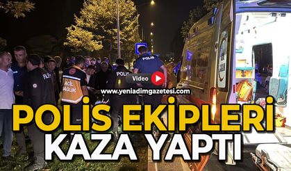 Polis ekipleri kaza yaptı