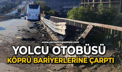 Yolcu otobüsü köprü bariyerlerine çarptı: 1 yaralı