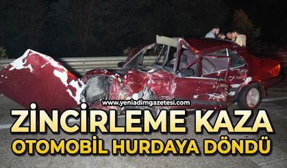 Zincirleme kaza: Otomobil hurda yığınına döndü