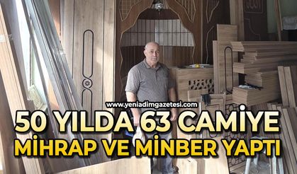 50 yılda 63 camiye mihrap ve minber yaptı