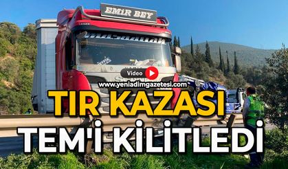 Tır kazası TEM'i kilitledi