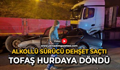 Alkollü sürücü dehşet saçtı: Tofaş hurdaya döndü